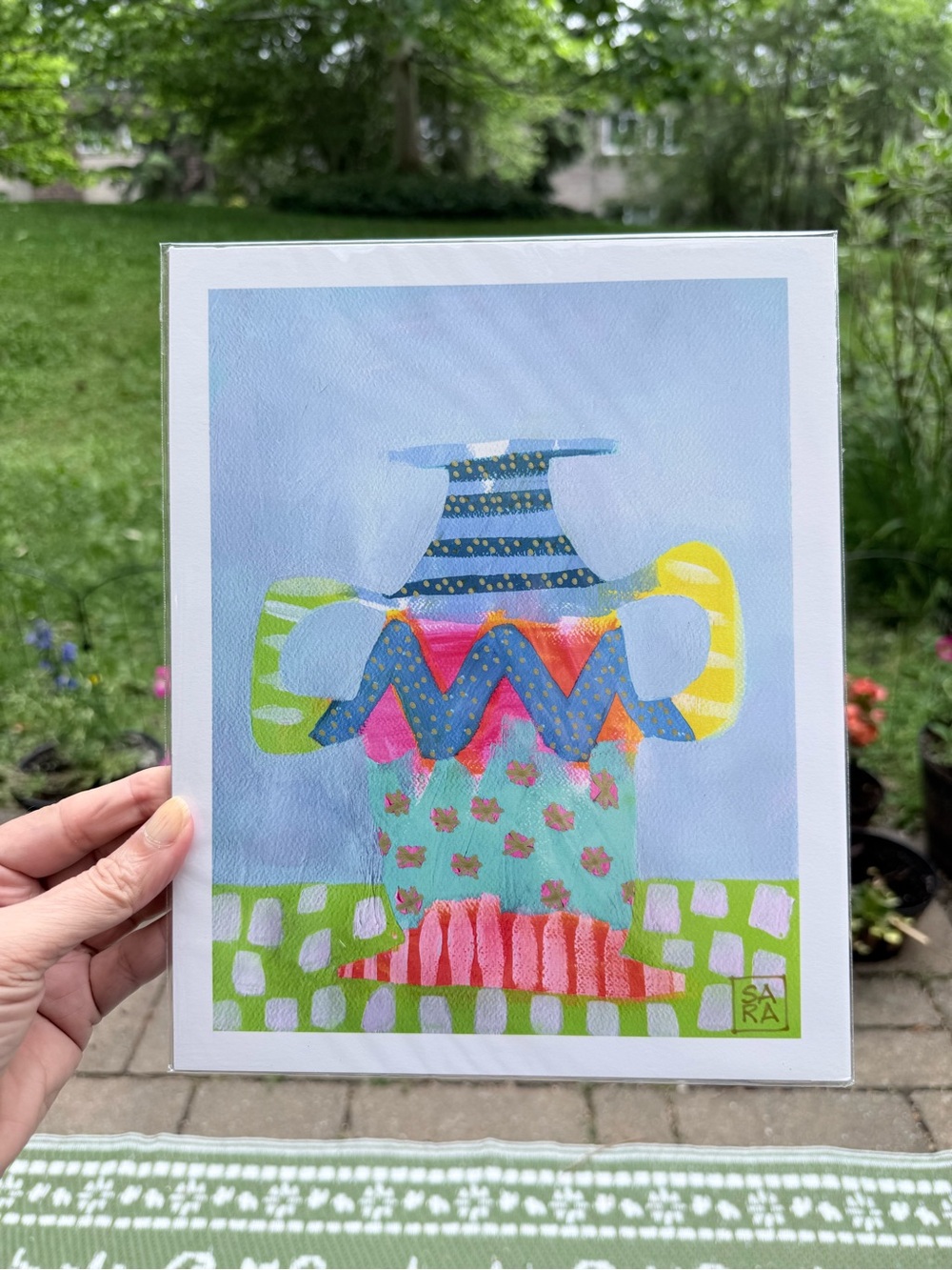 Multicolor Abstract Vase Art Print by Sara Purves
